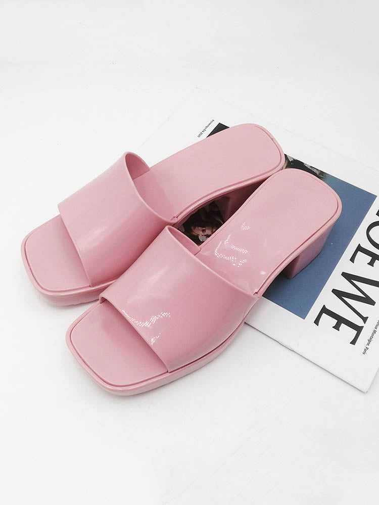 Jelly Chunky Heel Sandals Pink / 8.5