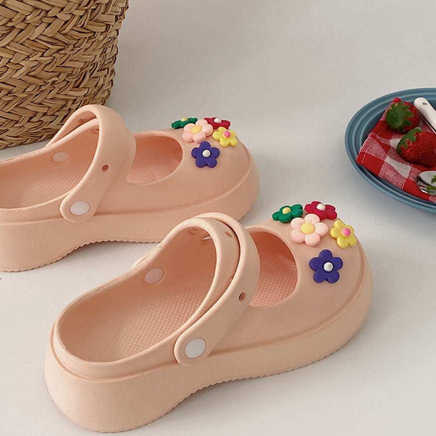 Colorful Flower Decor Beach Shoes Pink / EU:37-38:US Women's 6-7.5