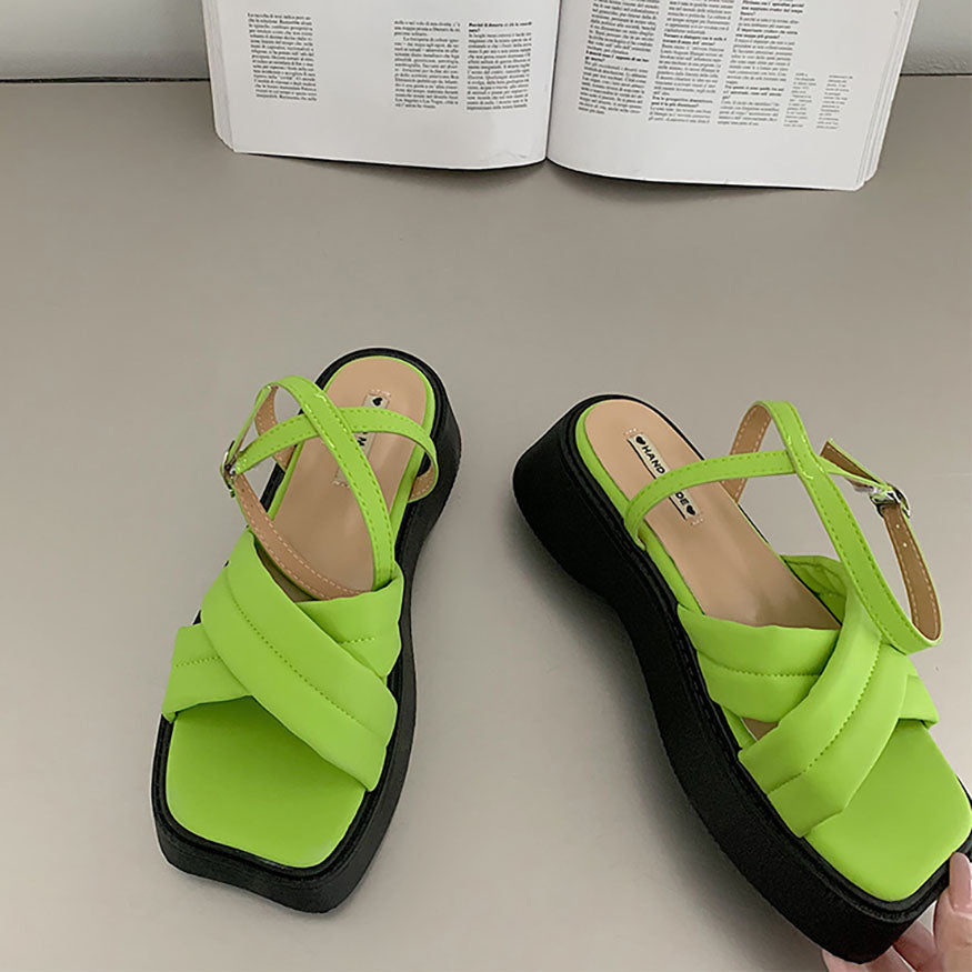 Vintage Cross Sandals Green / EU:37:US Women's 6-6.5