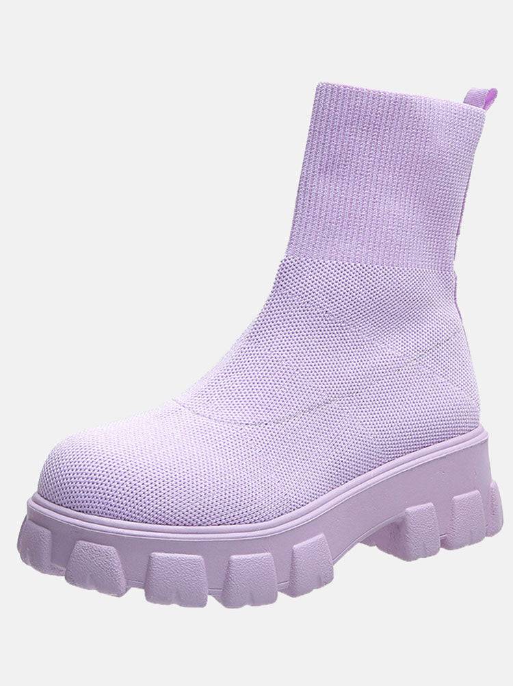 Chunky Sole Socks Boots Coffee / 5/5.5