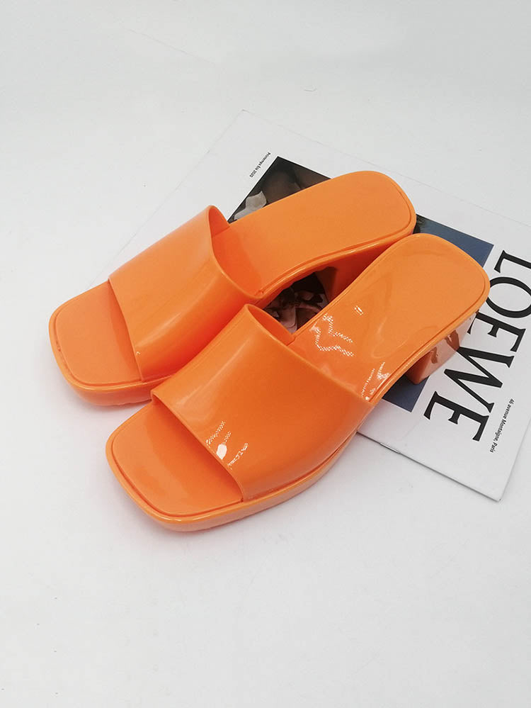 Jelly Chunky Heel Sandals White / 5/5.5