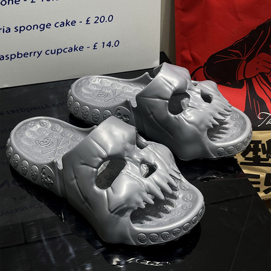 Stylish Skull Shape Design Slides Beige / EU:36-37:US Women's 5-6.5