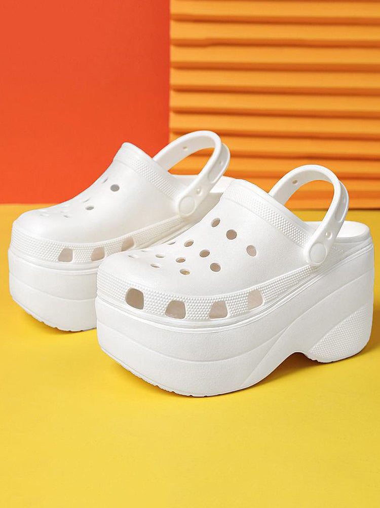 High Platform Solid Sandals Black / 6