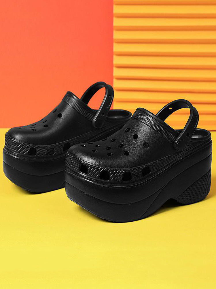 High Platform Solid Sandals Black White / 9/9.5
