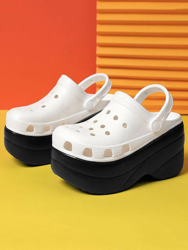 High Platform Solid Sandals Black White / 6