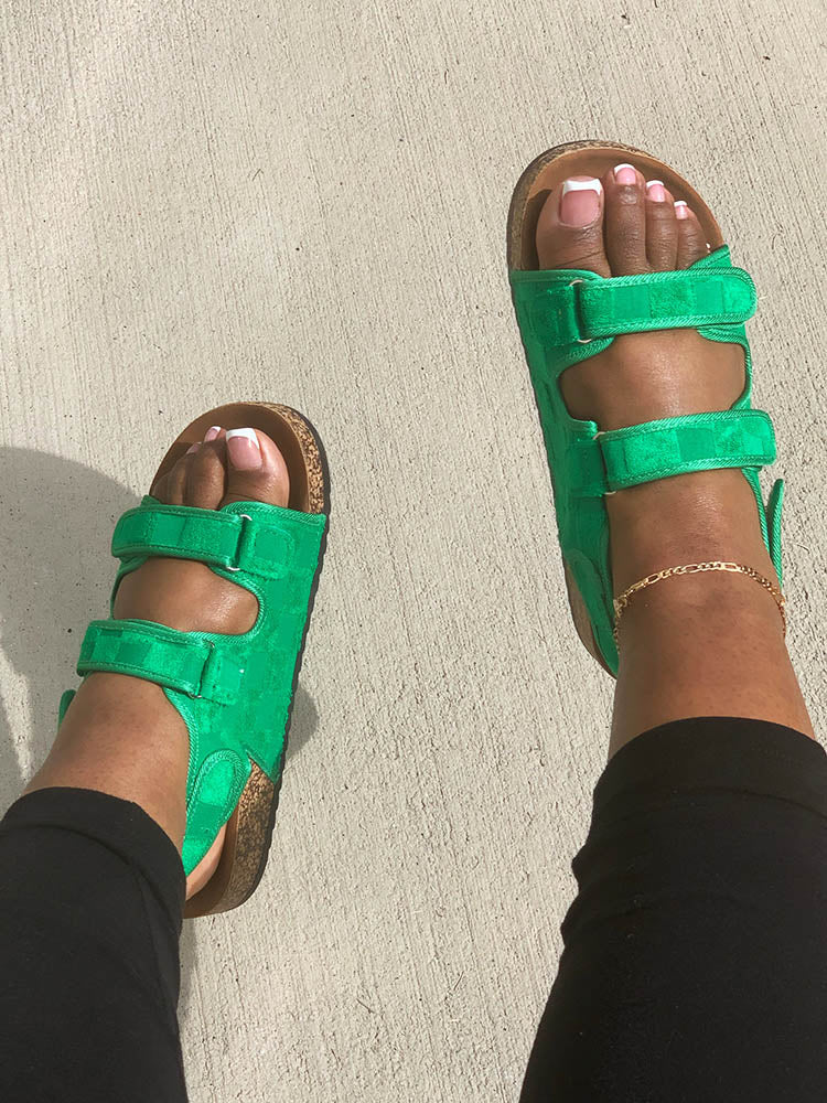 Velcro Flat Sandals Green / 8.5
