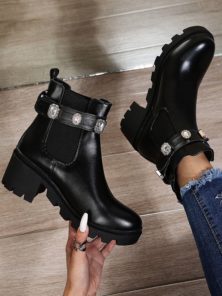 Tie Dye Rhinestone Decor Ankle Boots White / 4/4.5