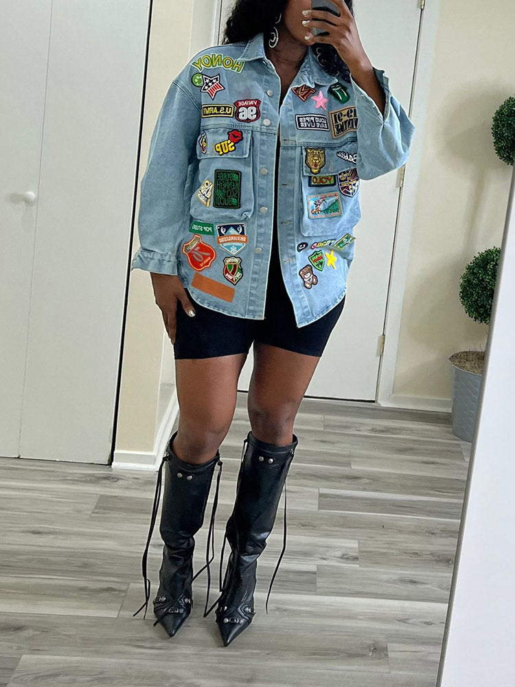 Patch Denim Jacket Blue / L