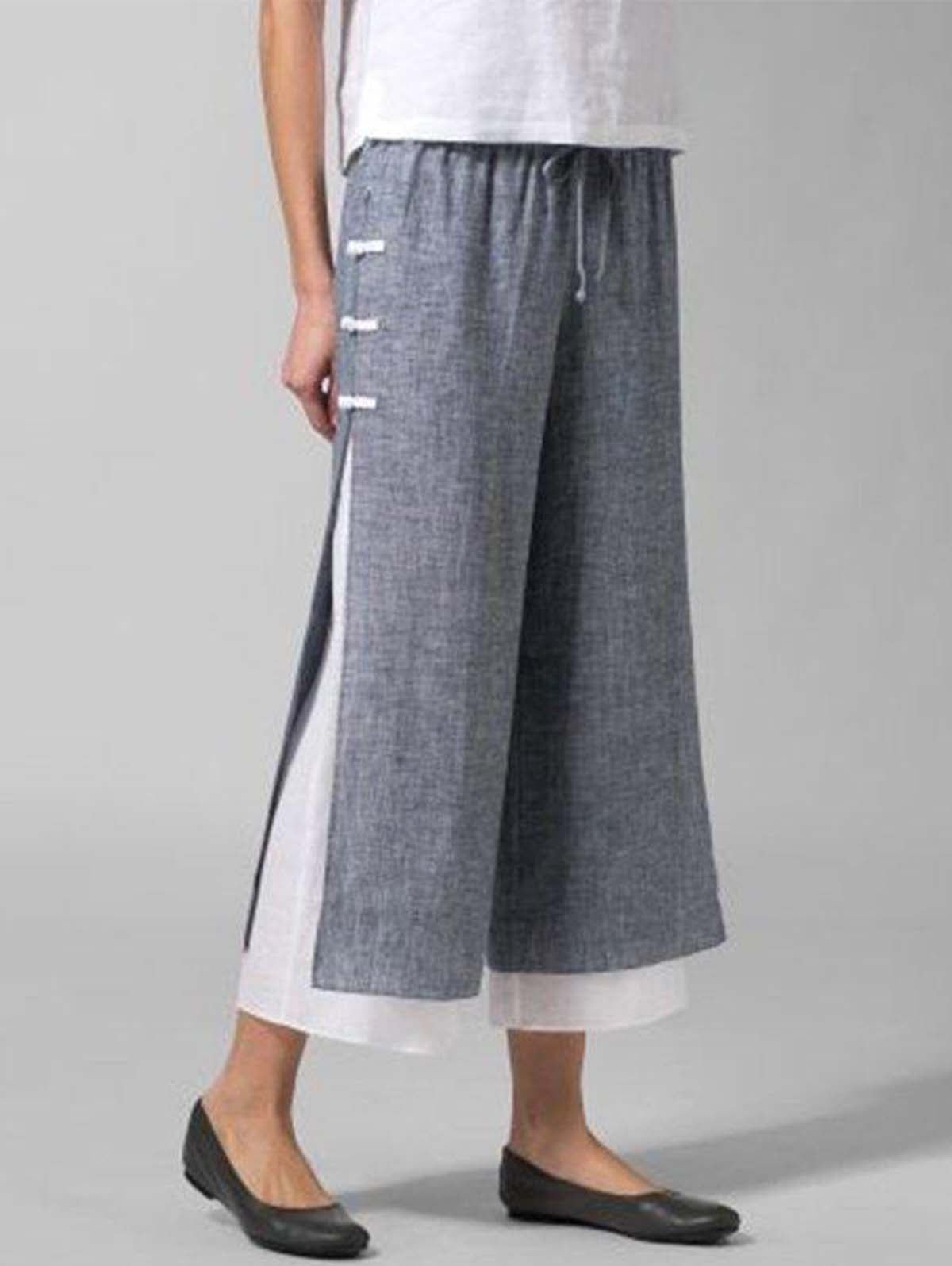 Women Casual Cotton Bottoms Pants Black / XXL