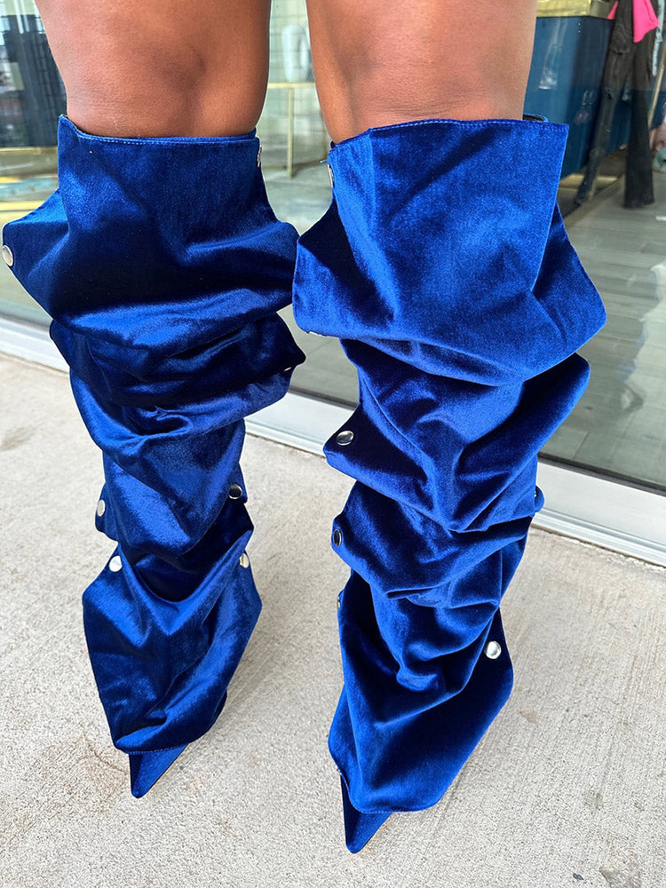 Handcrafted Leather Press Stud Knee-High Boots Coffee / 9/9.5