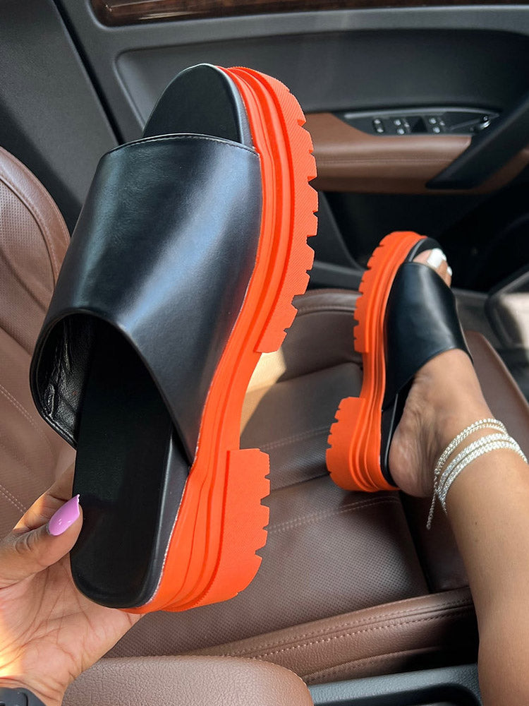 Color Block Chunky Heel Sandals Green / 10.5/11
