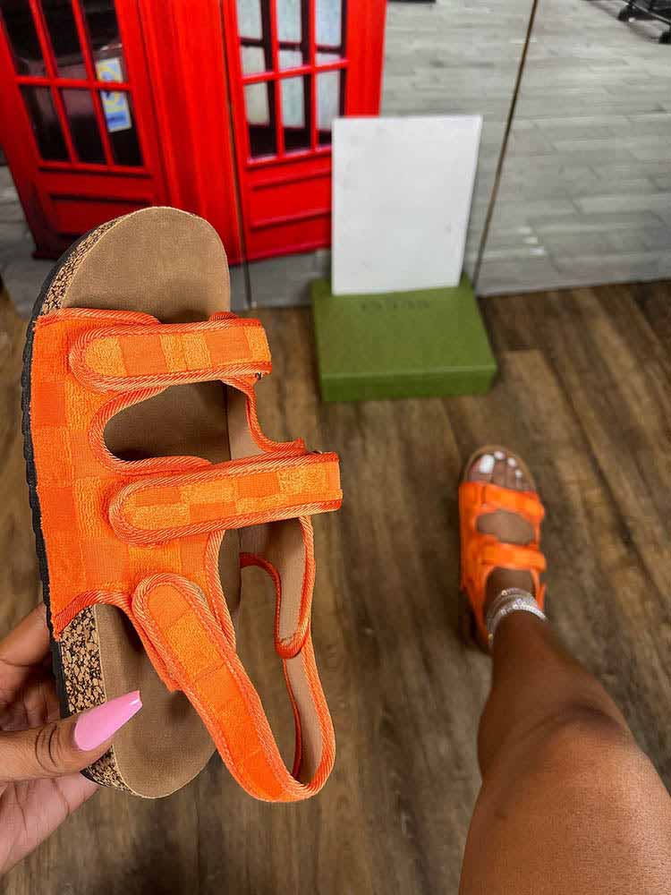 Velcro Flat Sandals Orange / 5/5.5