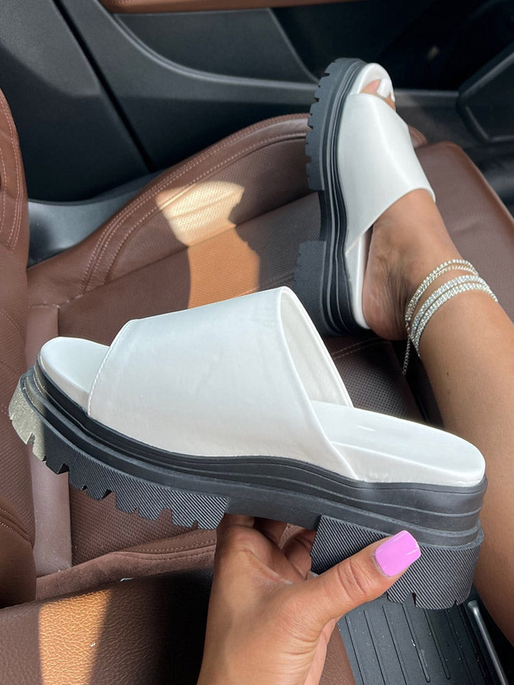 Color Block Chunky Heel Sandals Pink / 6.5/7