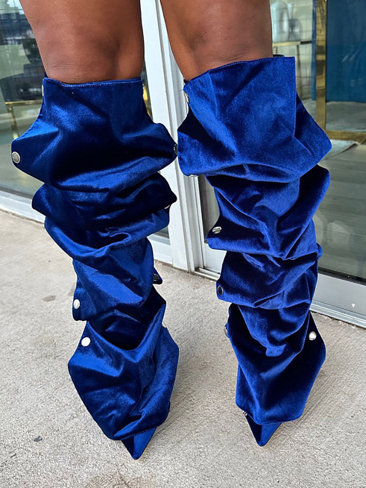 Handcrafted Leather Press Stud Knee-High Boots Coffee / 10
