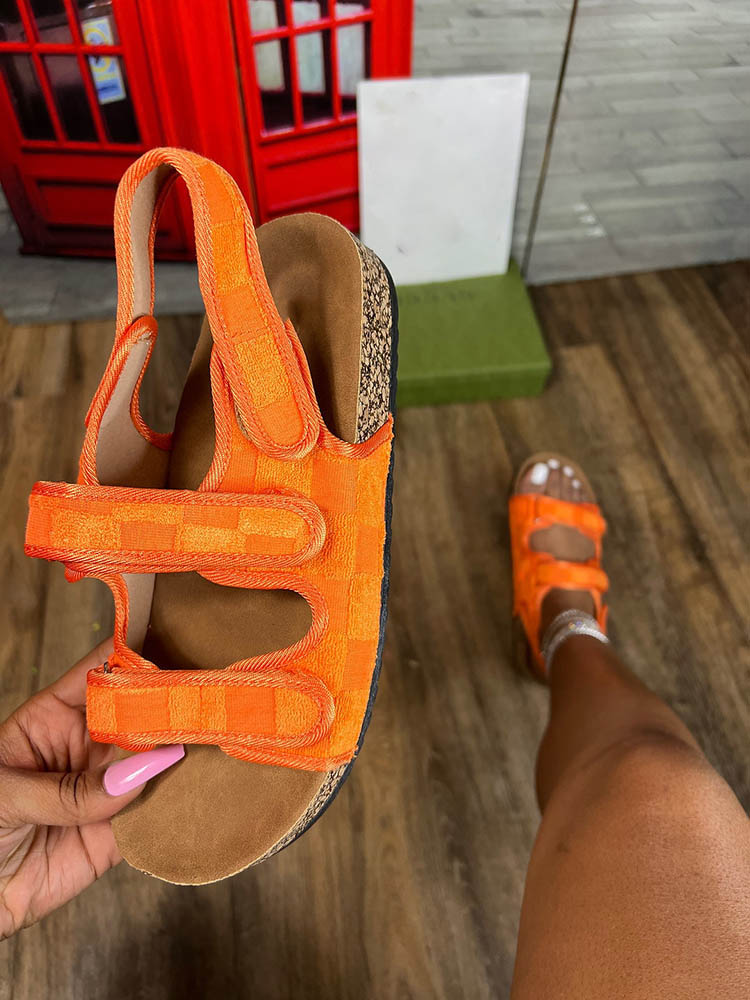 Velcro Flat Sandals Orange / 6.5/7