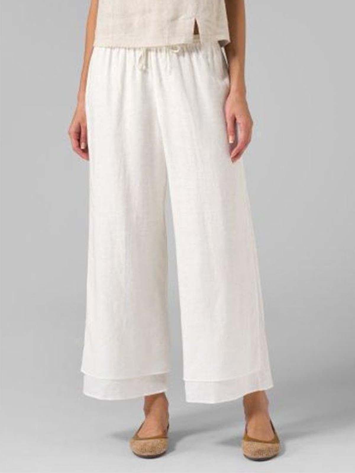 Women Casual Cotton Bottoms Pants Black / L