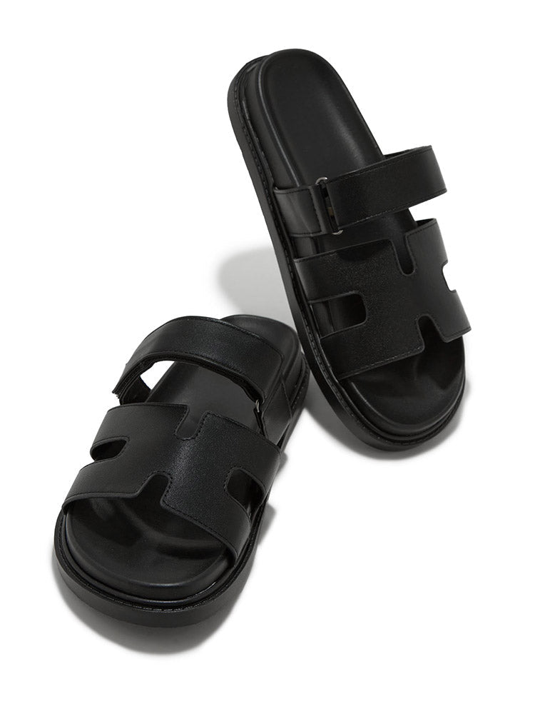 Velcro Strap Flat Sandals Brown / 5/5.5