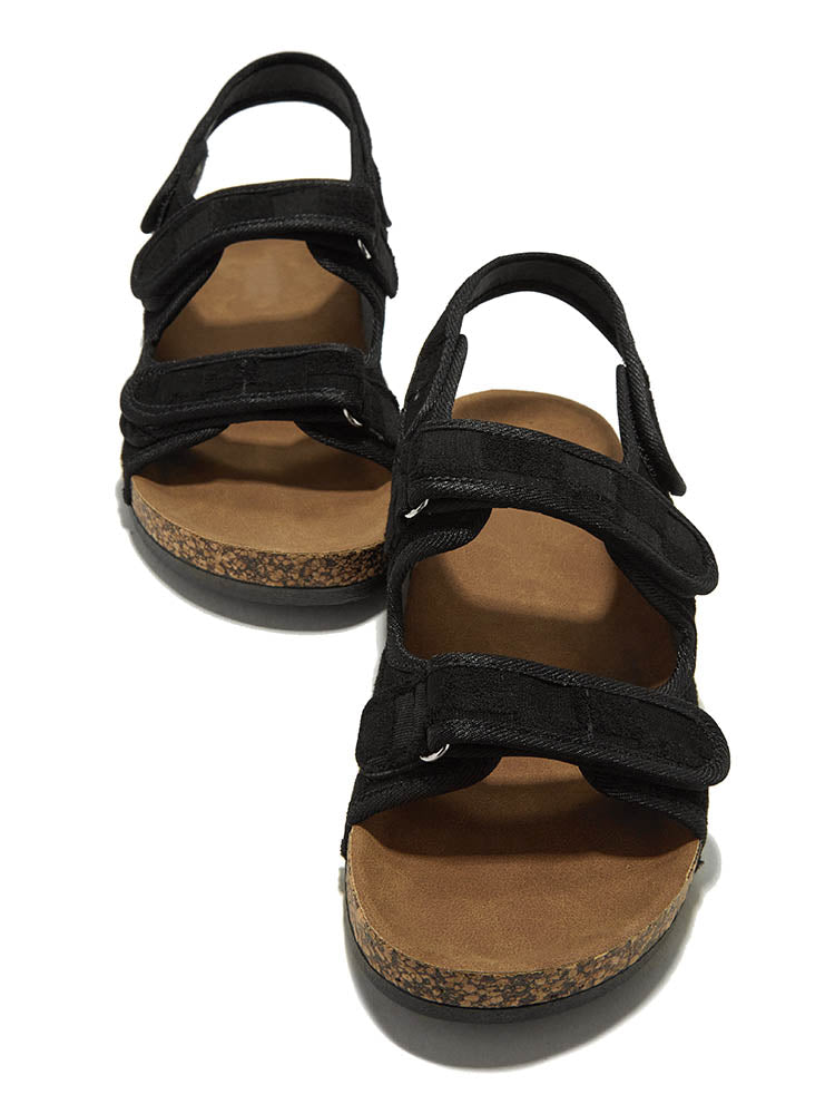 Velcro Flat Sandals Black / 6.5/7
