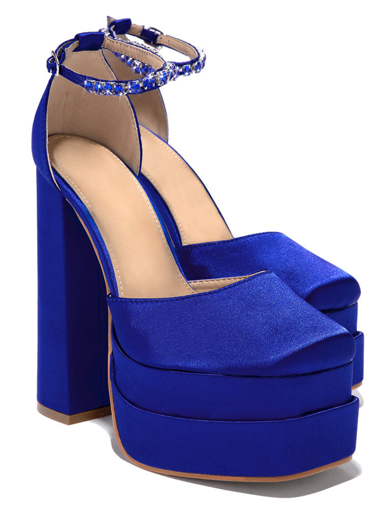 Rhinestone Decor Platform Heels Red / 5/5.5