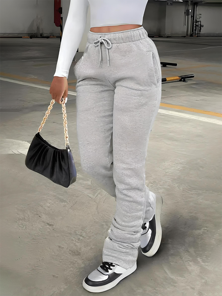 Solid Stacked Sweatpants Gray / M