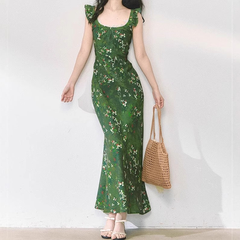 Printed Forest Slim Dresses