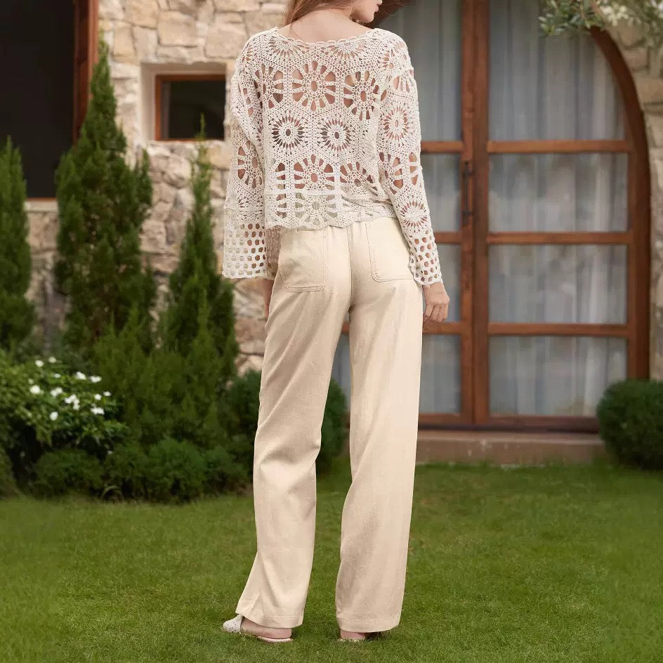 Linen Drawstring Casual Pants