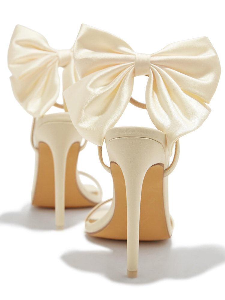 Fairytale Ankle Strap Bow Heel Sandals Black / 6.5/7
