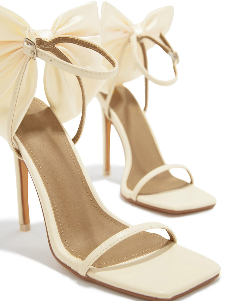 Fairytale Ankle Strap Bow Heel Sandals Black / 7.5/8