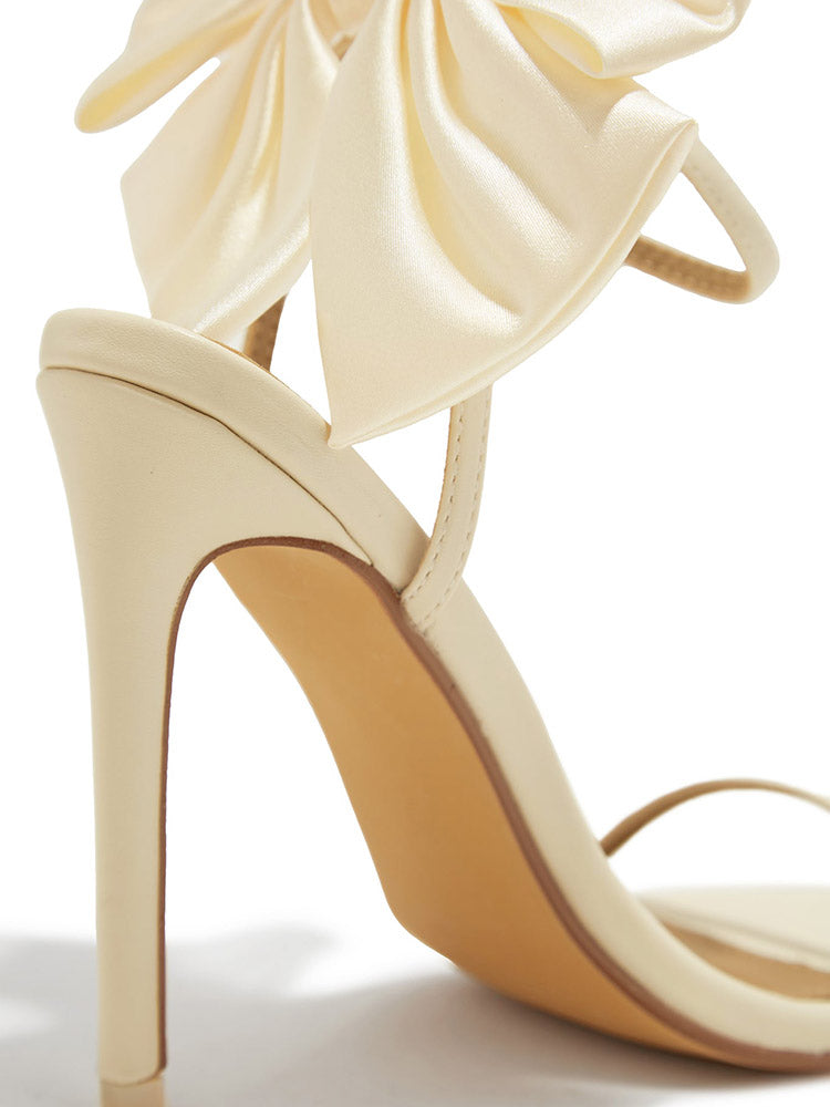 Fairytale Ankle Strap Bow Heel Sandals Black / 8.5
