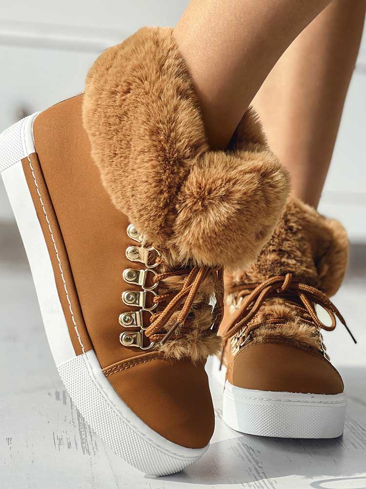 Warm Plush PU Leather Boots Green / 8.5