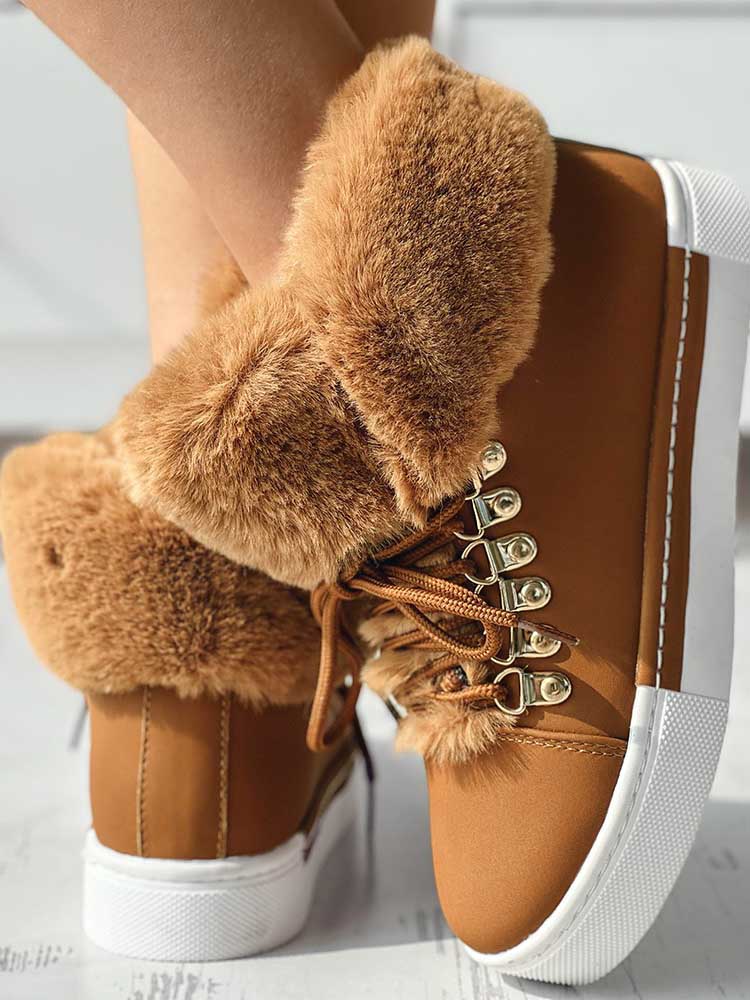 Warm Plush PU Leather Boots Green / 10.5/11