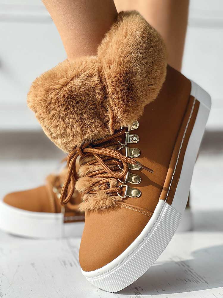 Warm Plush PU Leather Boots Green / 7.5/8