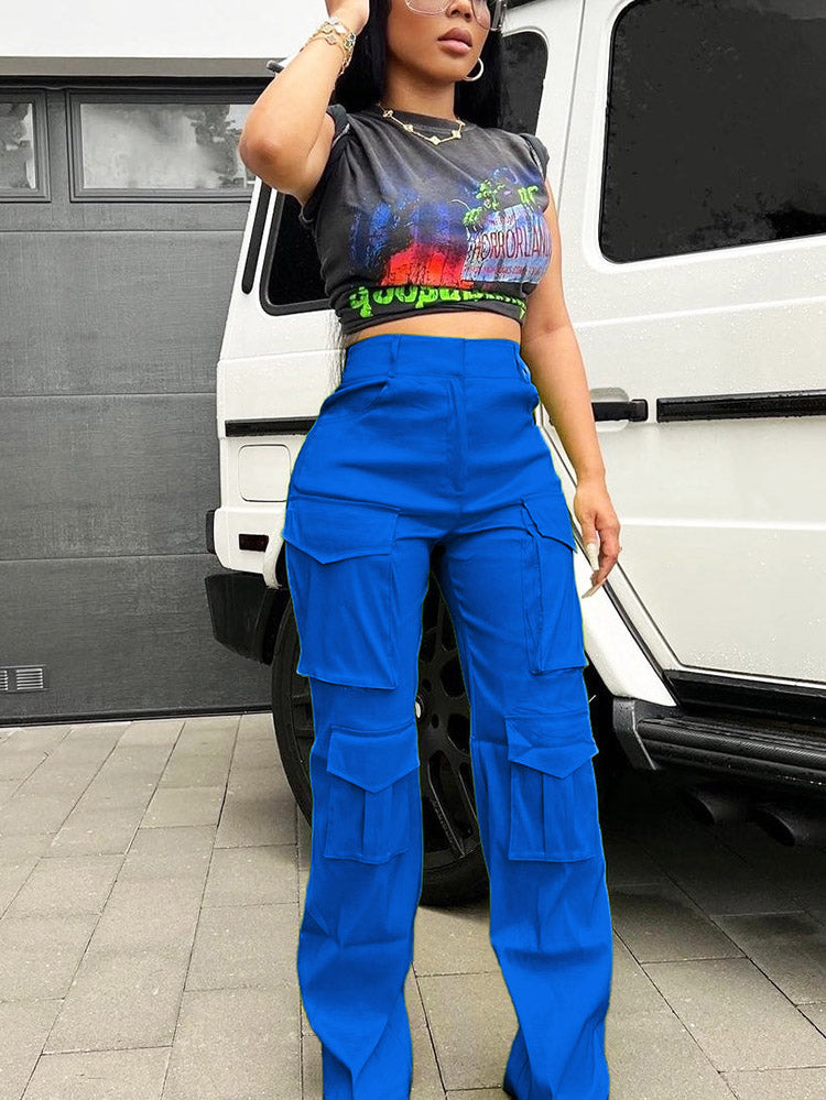 Satin Cargo Pants Green / L