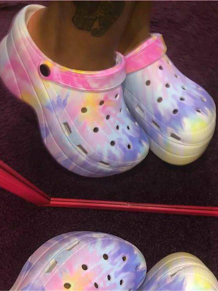 Casual Thick Sole Hole Sandals Light Purple / 6