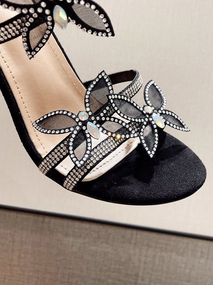 Butterfly Ankle-Wrap Sandals Black / 6