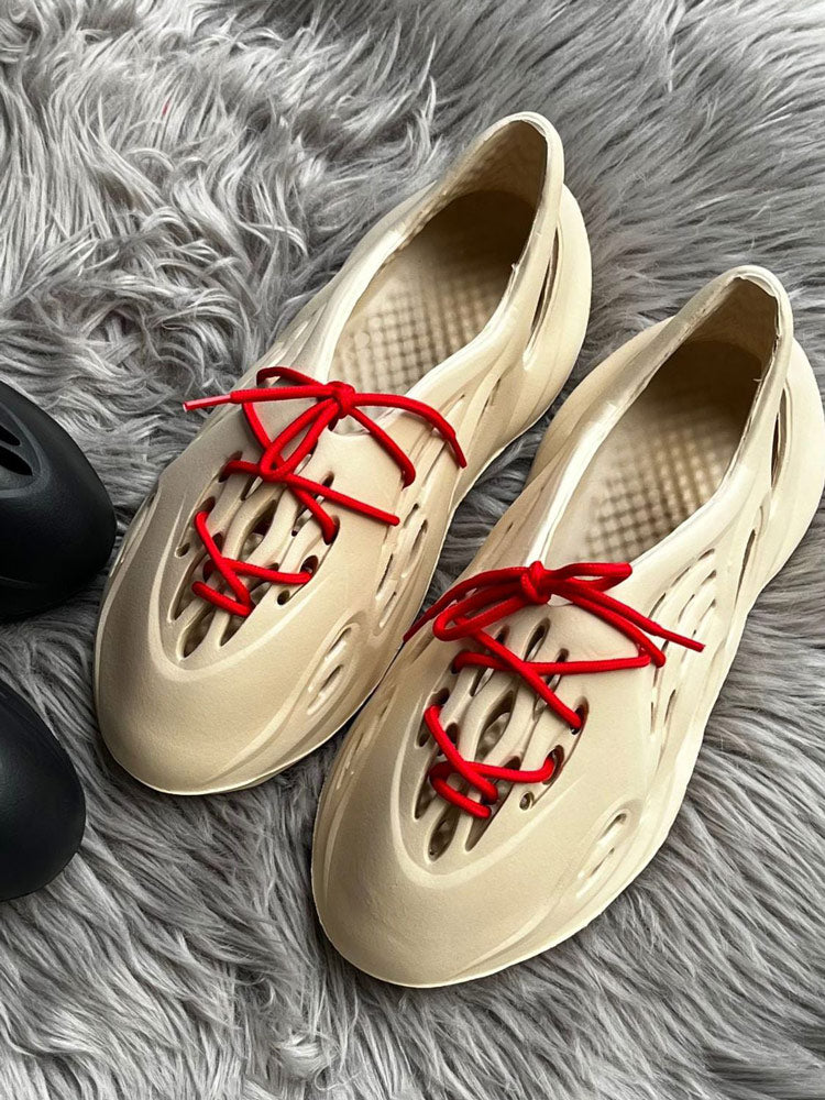 Soft-soled Lace-up Cave Flats Apricot / 9/9.5