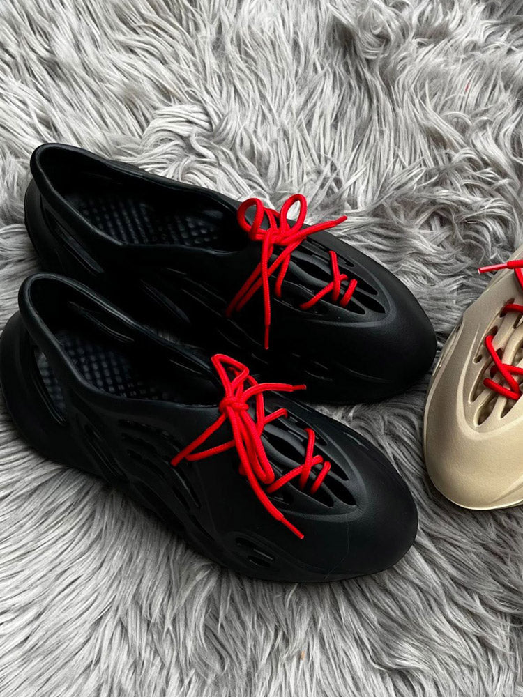 Soft-soled Lace-up Cave Flats Black / 9/9.5
