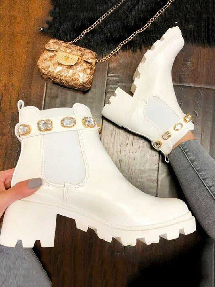 Tie Dye Rhinestone Decor Ankle Boots Multicolor / 6
