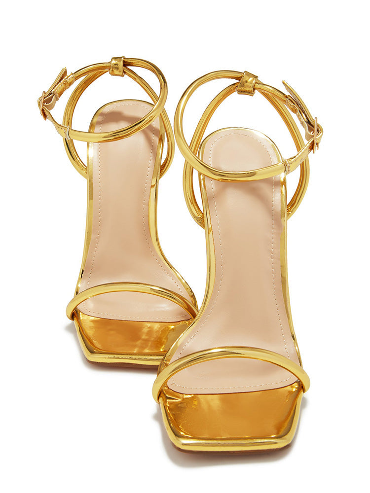 Unique Heel Sandals Gold / 7.5/8
