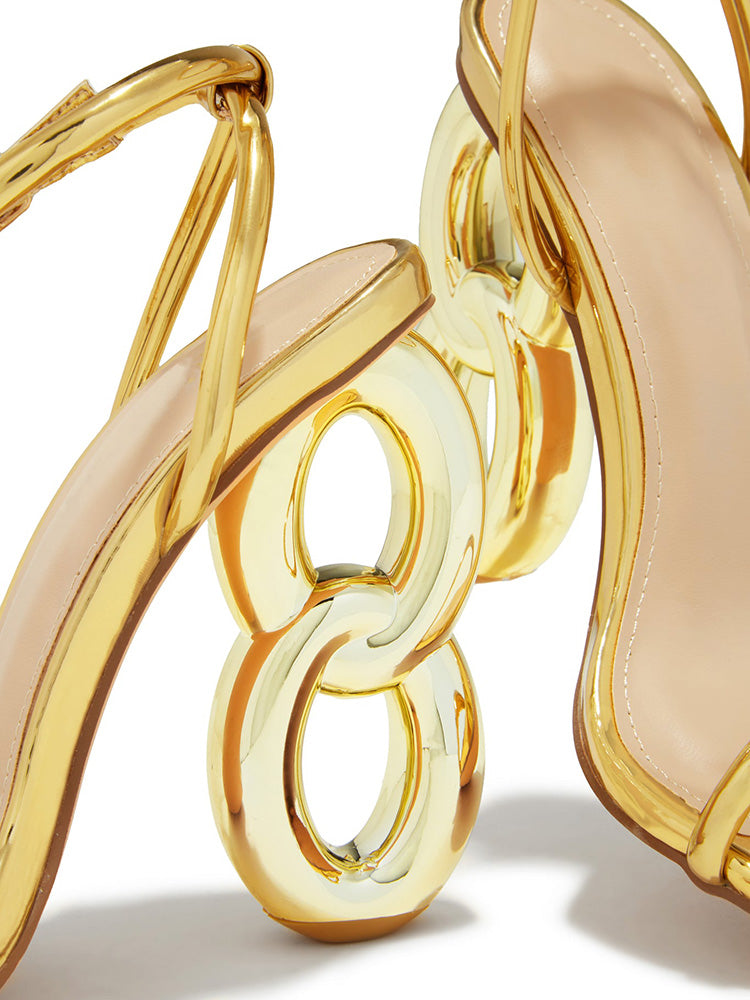 Unique Heel Sandals Gold / 8.5