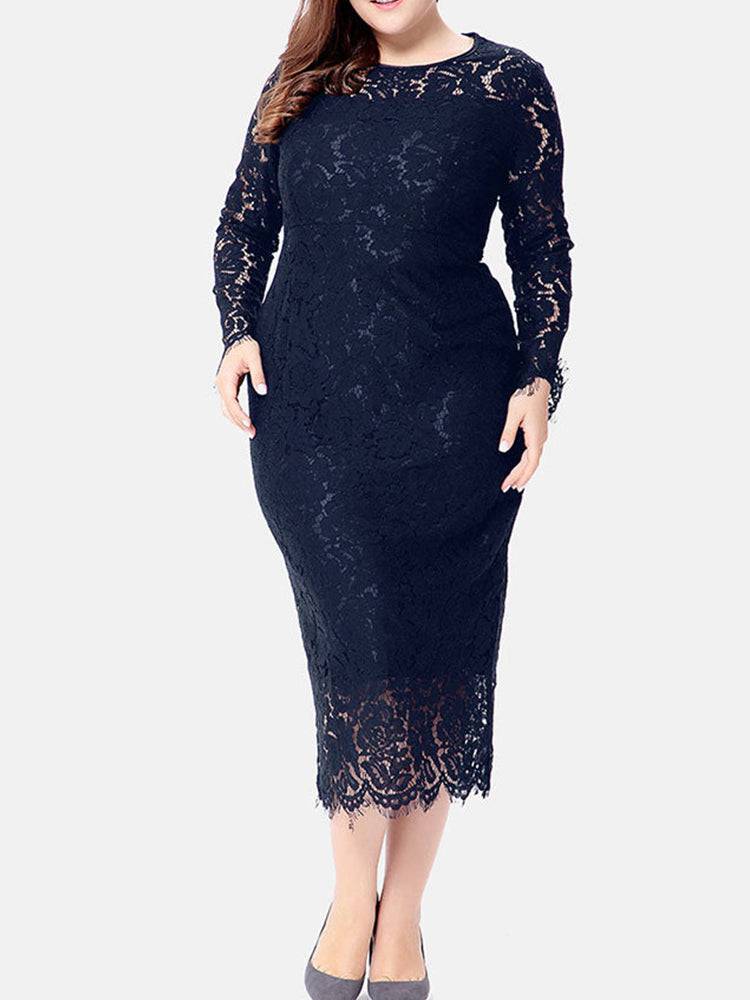 Elegant Lace Maxi Dress White / 2XL