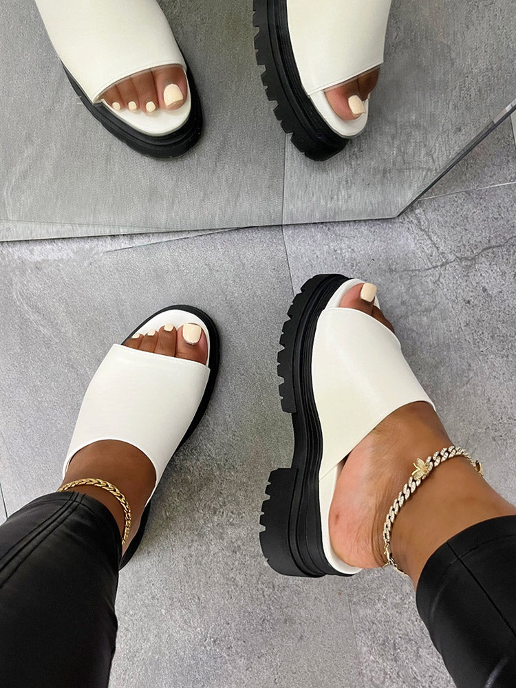 Color Block Chunky Heel Sandals Pink / 8.5
