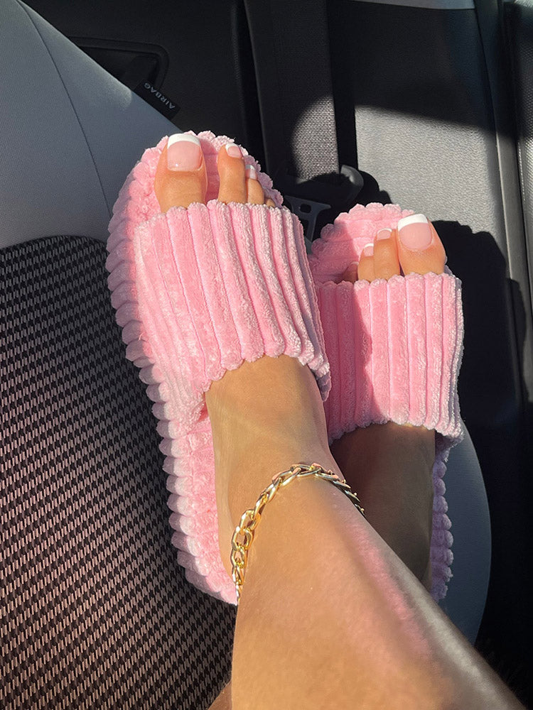 Toweling Platform Slide Pink / 6