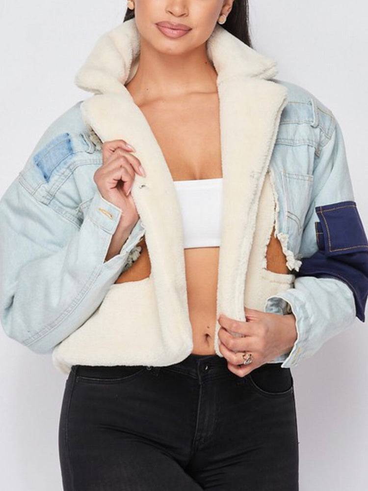 Lamb Denim Patchwork Coat Blue / M