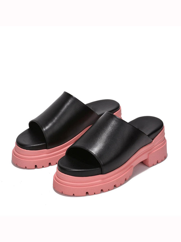 Color Block Chunky Heel Sandals Pink / 5/5.5