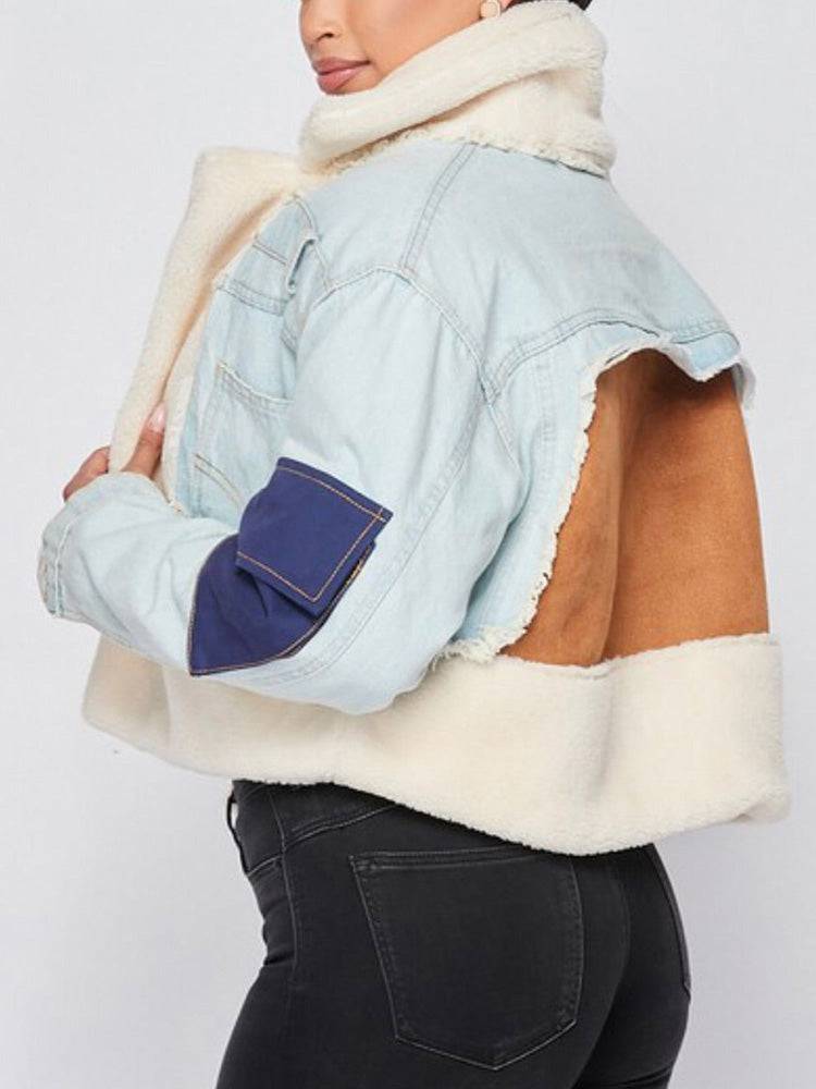 Lamb Denim Patchwork Coat Blue / L