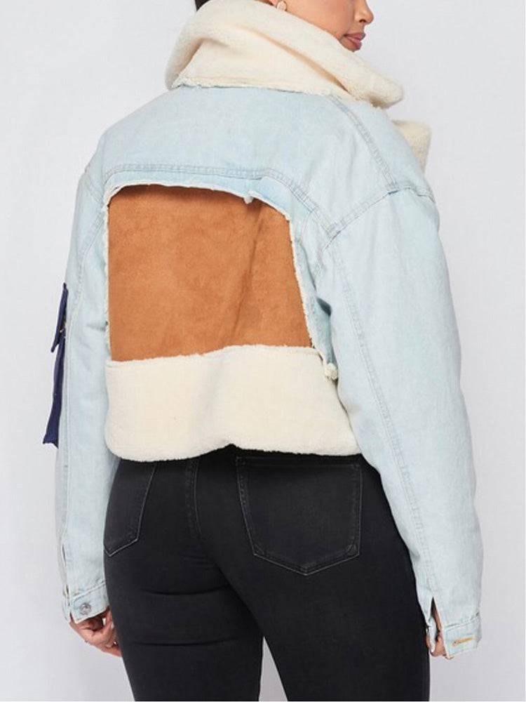 Lamb Denim Patchwork Coat Blue / XL