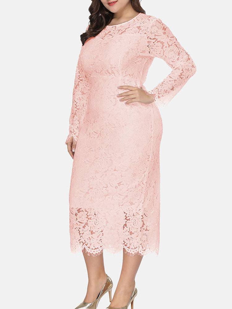 Elegant Lace Maxi Dress Black / 6XL