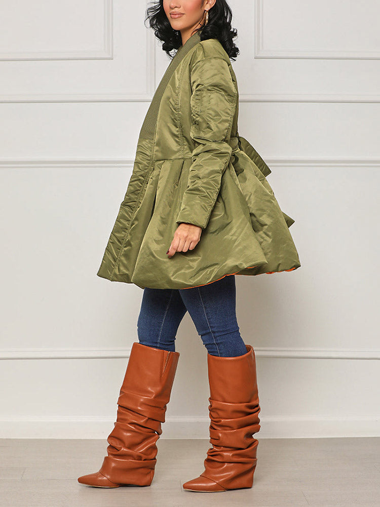Peplum Puffer Coat Black / S