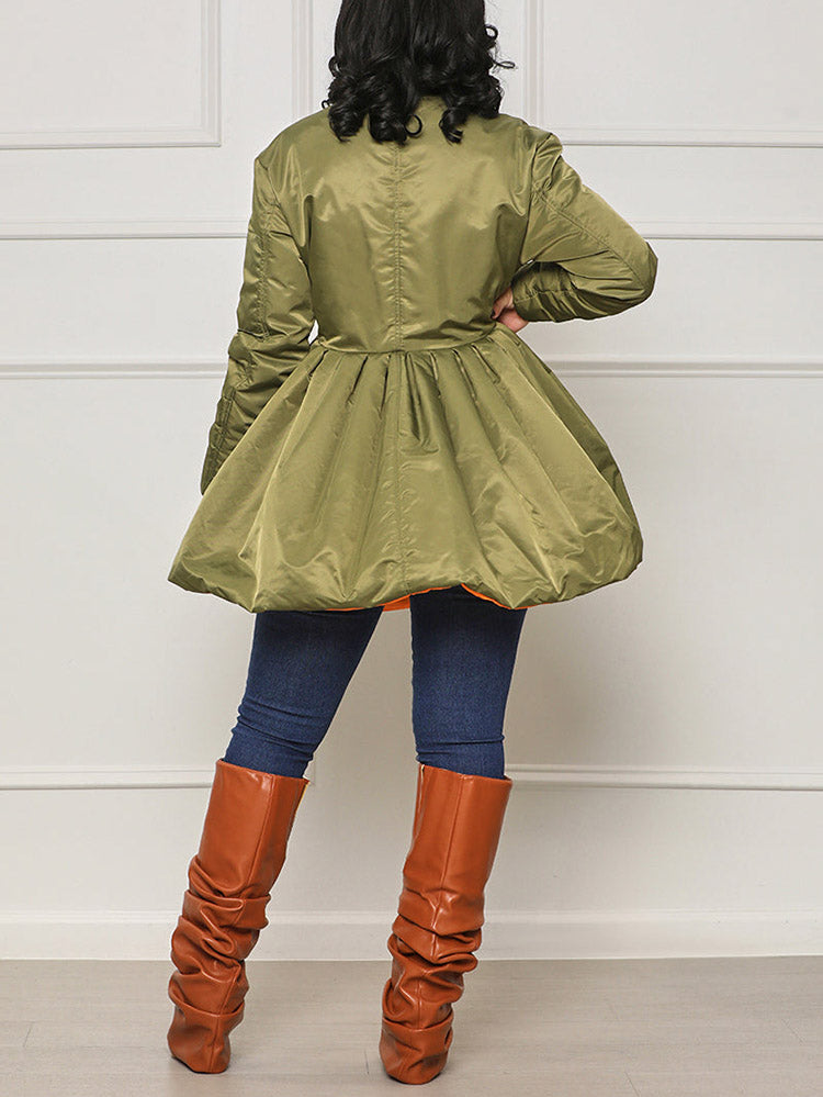 Peplum Puffer Coat Black / M